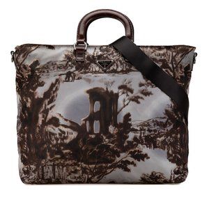 PRADA Brown Leather Triangle Shoulder Bag